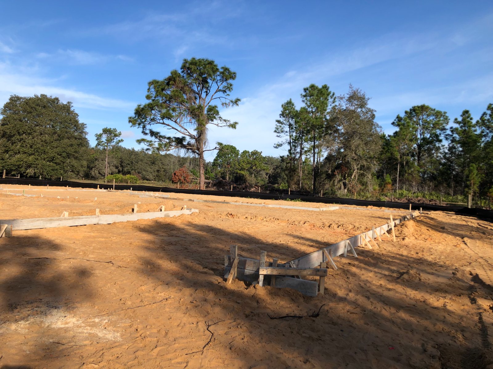 Footing forms set on a graded pad